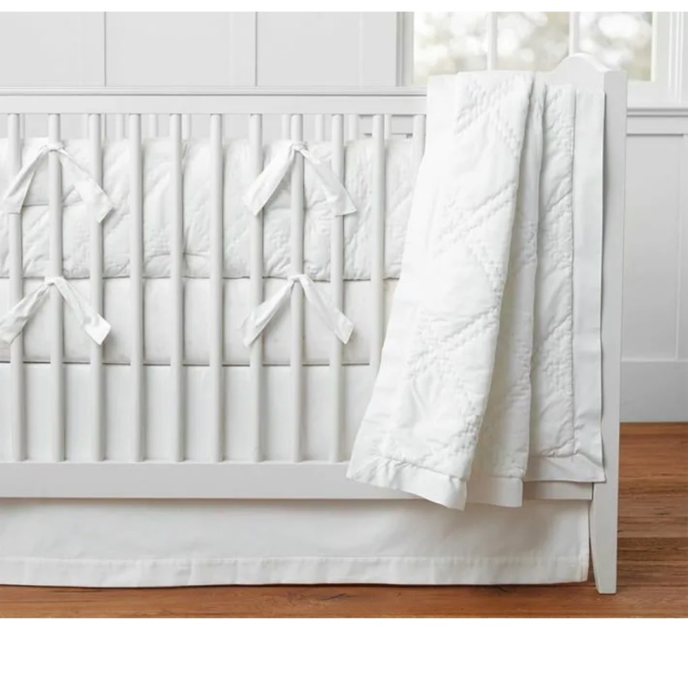 Pottery Barn Kids washed velvet crib quilt and skirt